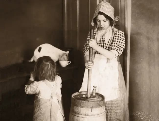 Picture of butter churning